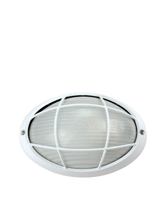 VK Lighting VK/01008/W Επιτοίχια Χελώνα Εξωτερικού Χώρου E27 σε Λευκό Χρώμα